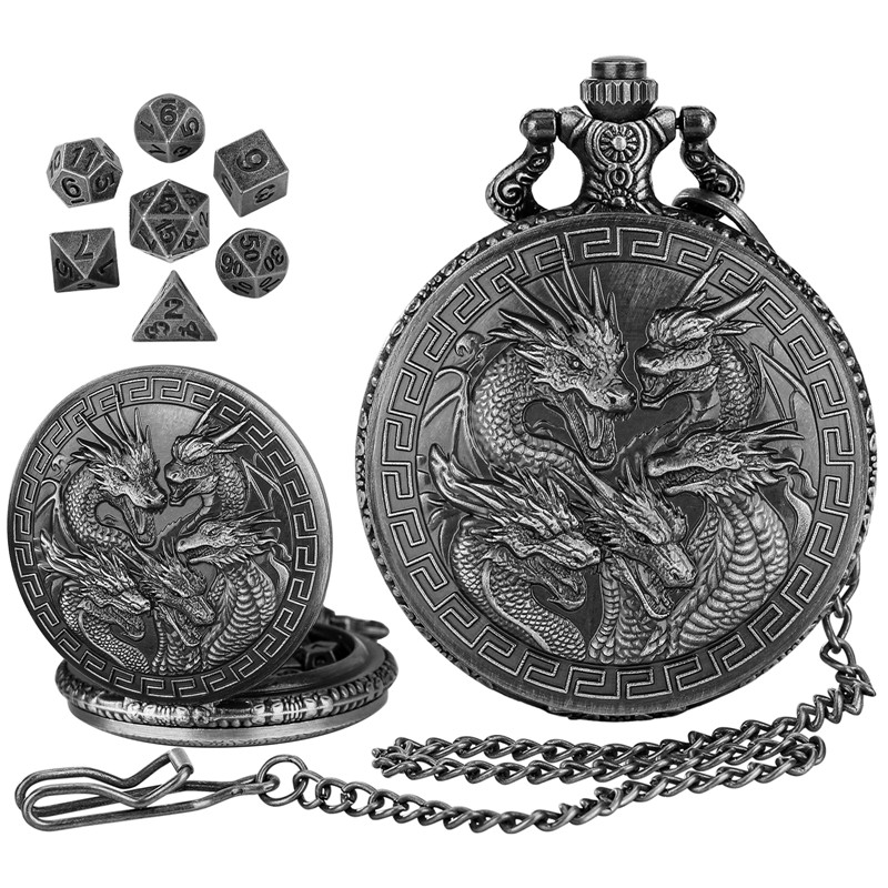 Gaming Accessories Table - Steampunk Five Dragon Head Pocket Watch