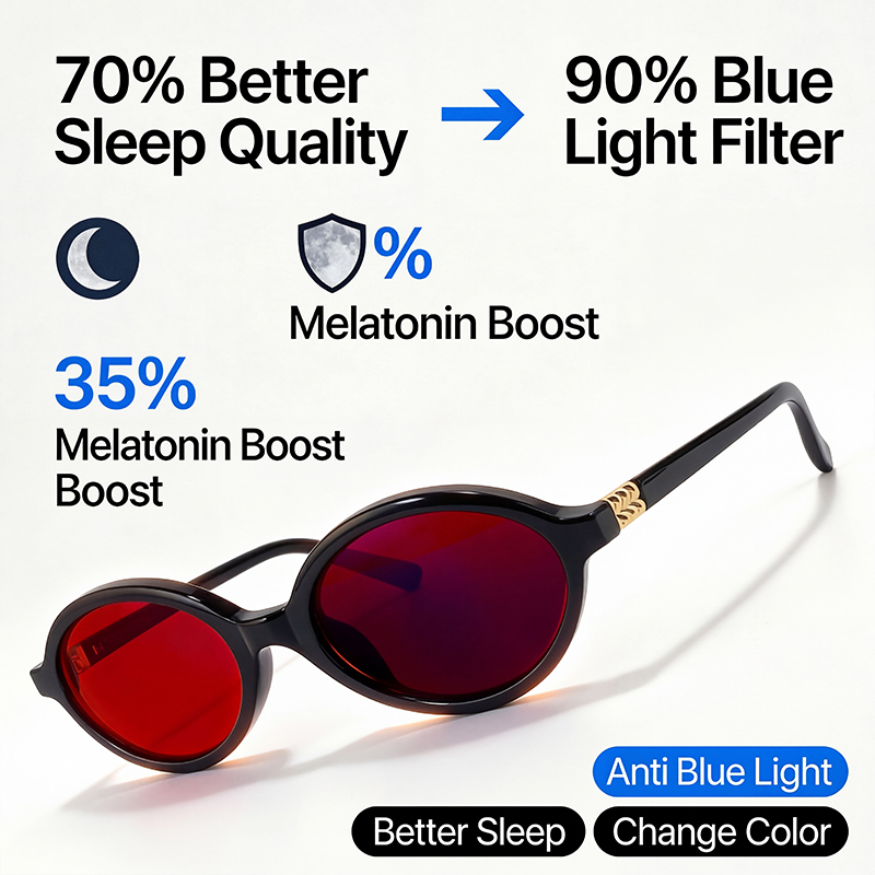 Anti Blue Light Blocking Oval  - Gaming Glasses Tinted recension och pris