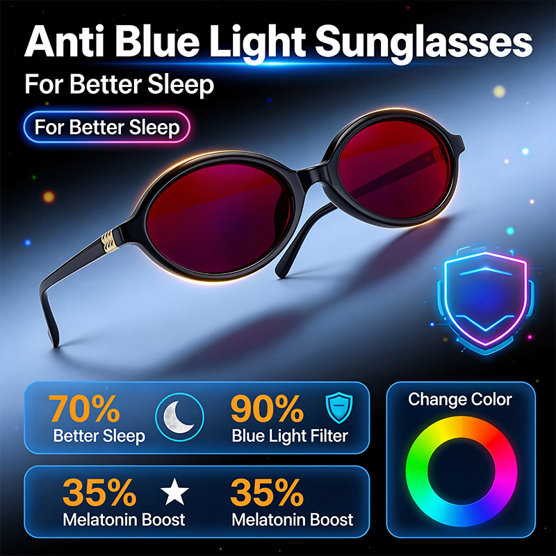 Anti Blue Light Blocking Oval  - Gaming Glasses Tinted recension och pris