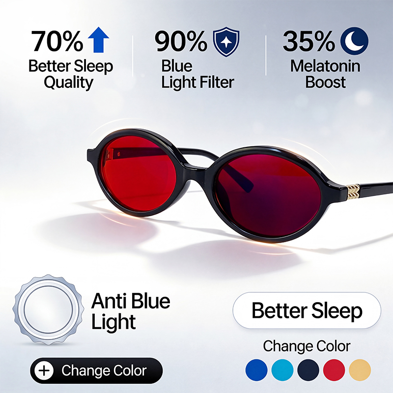 Anti Blue Light Blocking Oval  - Gaming Glasses Tinted recension och pris