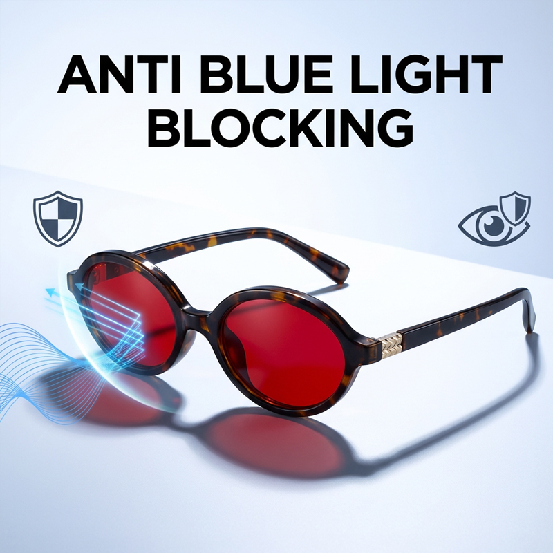 Anti Blue Light Oval Glasses F - Gaming Glasses Tinted recension och pris